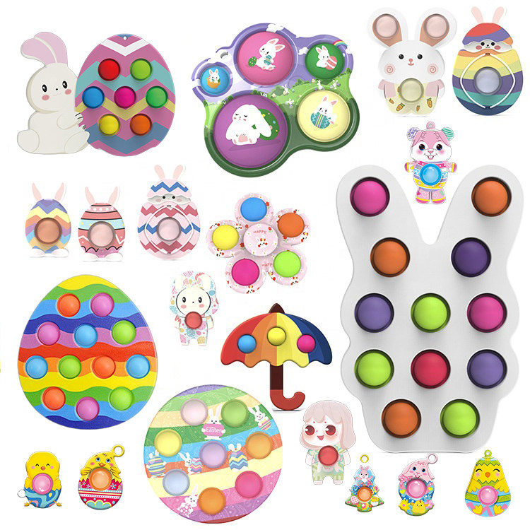 New Arrival Easter Mini Cute Bunny Fidget Popper Toys Simple Dimple Push Bubble Popping Itting Game Easter Fidget for Kids Gifts